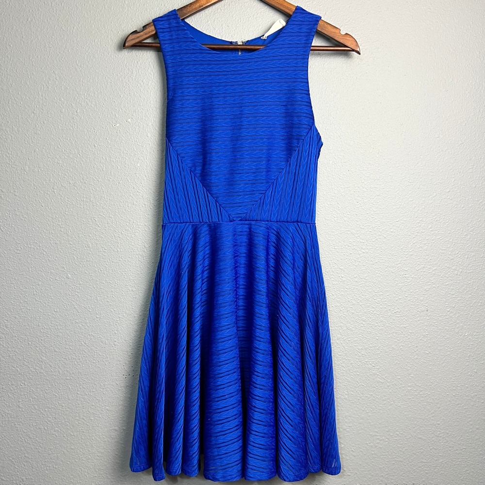 Altard State Fit & Flare Dress Textured Sleeveless Party Cocktail Royal Blue S